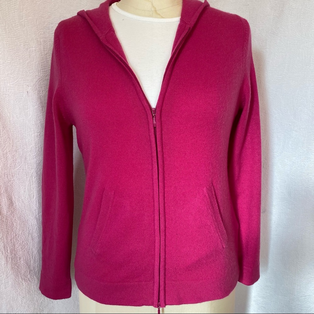 Lord&Taylor S/M hot pink zip front sweater